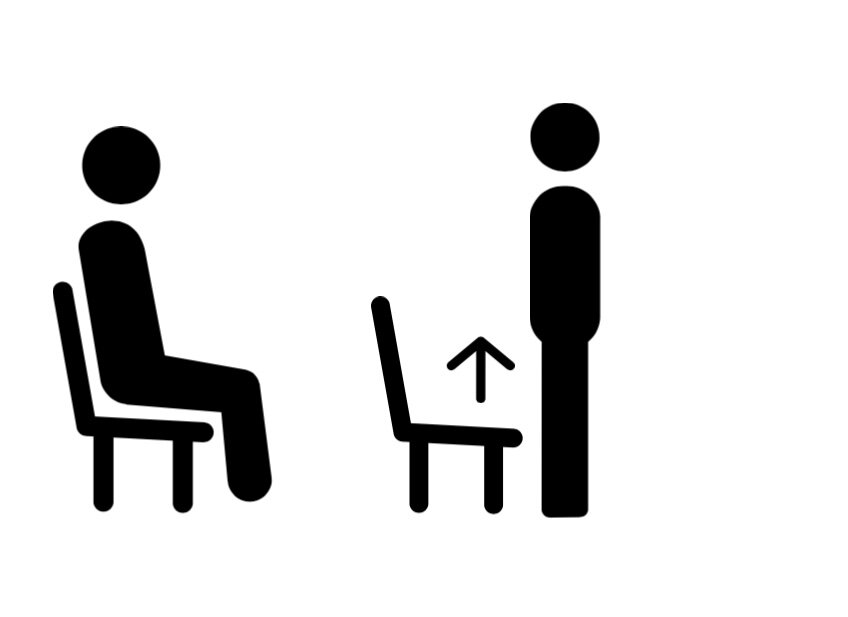 Demonstration - seated figure on a chair beside a standing figure